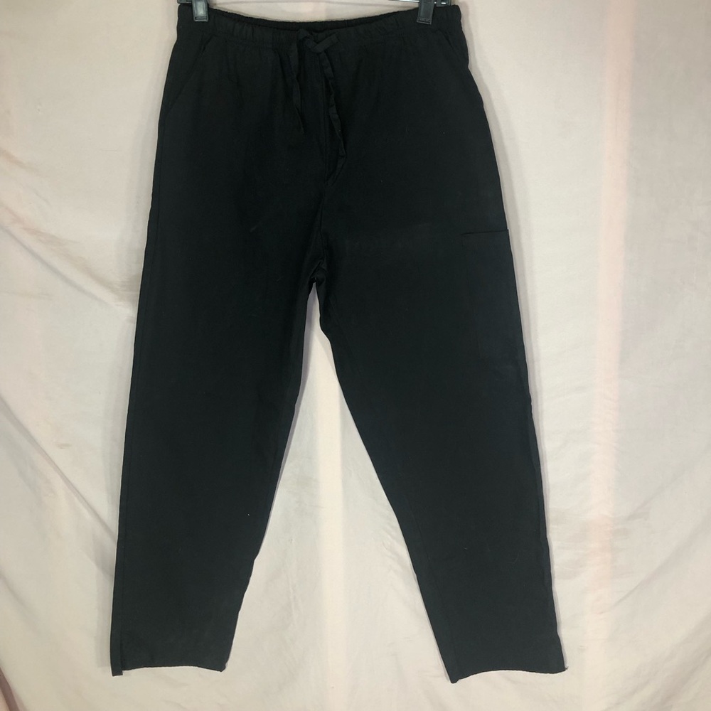 Unisex Black Drawstring Scrubs Pants Size Small